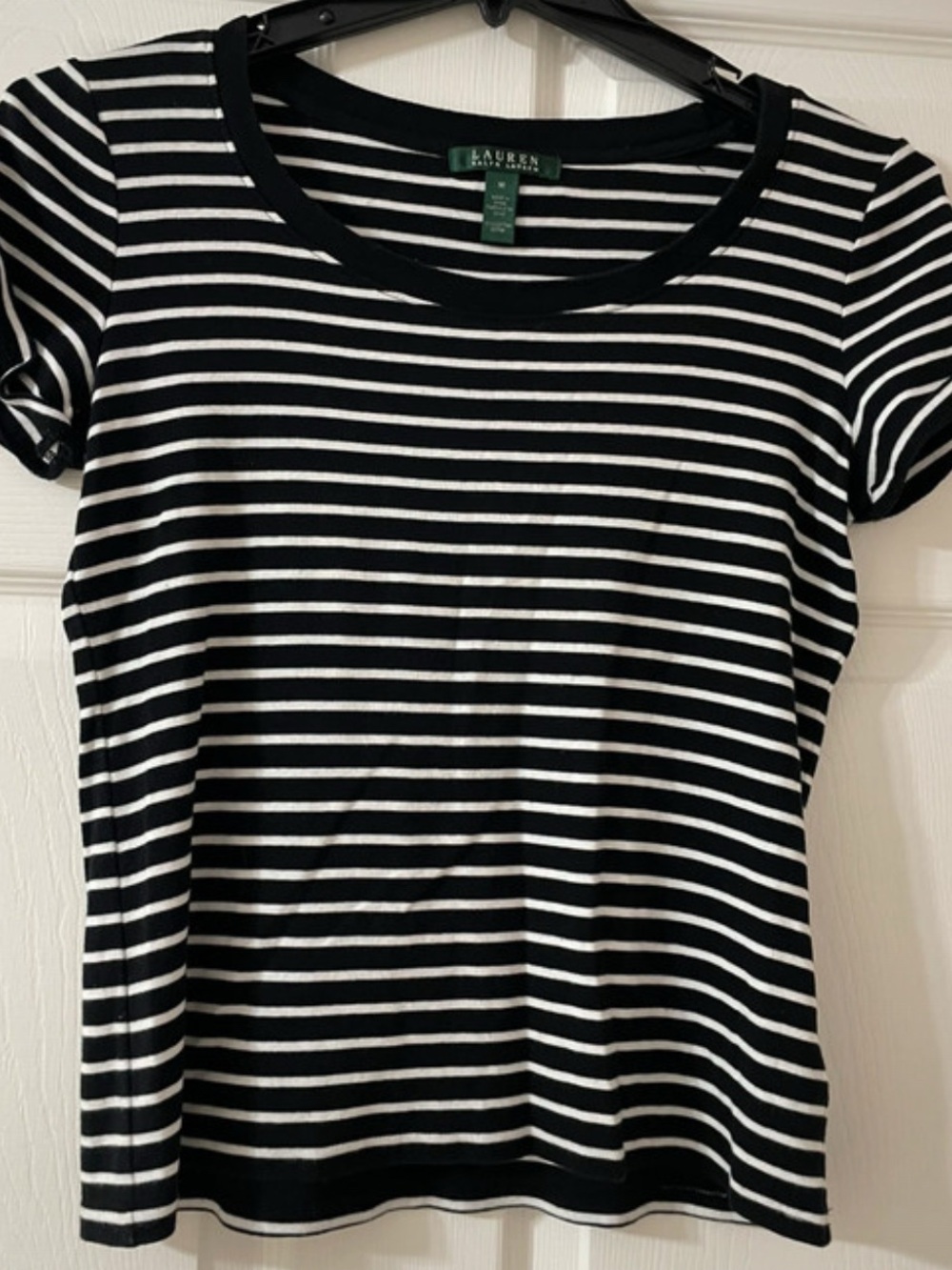 Lauren Ralph Lauren Black and White Striped Short-Sleeve Tee